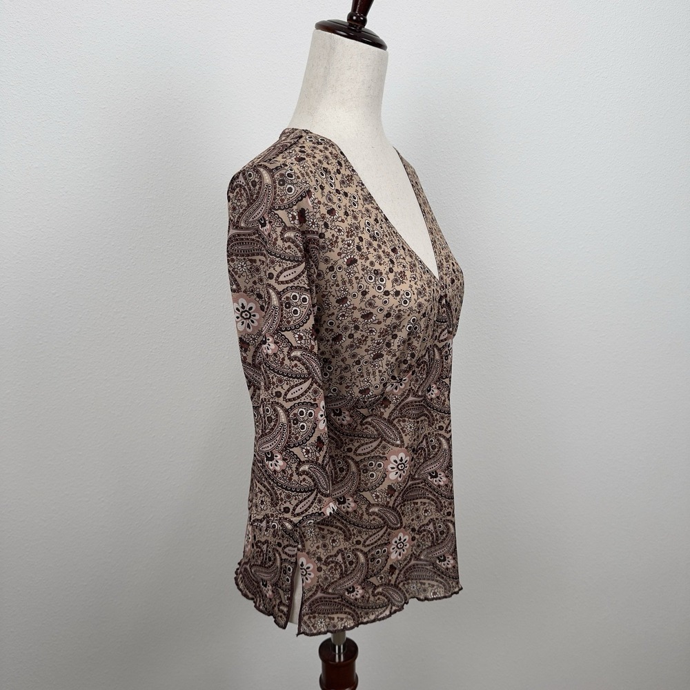 Vintage Route 66 Top Womens M Brown Paisley Empire Waist Fairy Grunge Whimsigoth - Picture 7 of 14